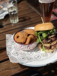 High angle view of food on table