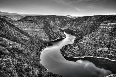 High angle view of dam on river