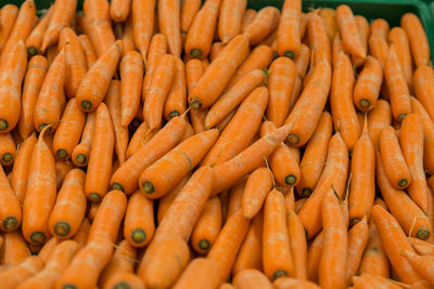 Close-up of carrots for sale at market stall