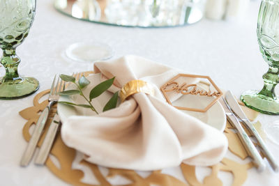 Close-up of cake in plate on table