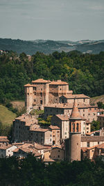 High angle view of townscape against sky