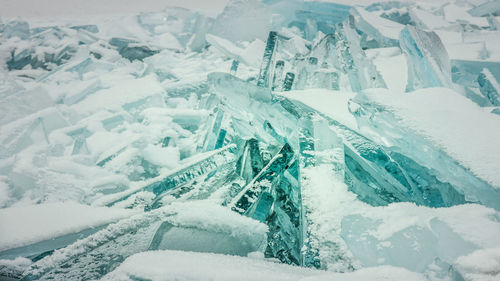 High angle view of glaciers against sky