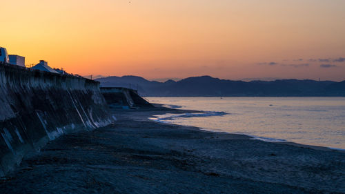 Scenic view of sunset over sea