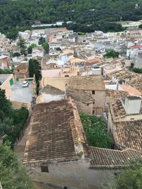 High angle view of buildings