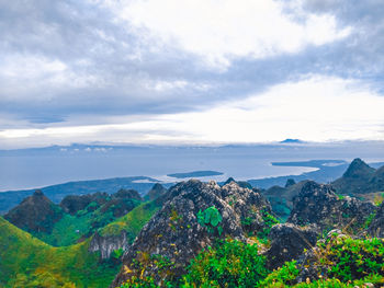 Scenic view of landscape against cloudy sky