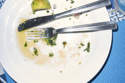 High angle view of food in plate