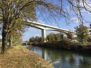 Bridge over river against sky