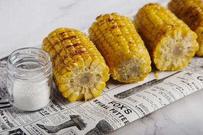 Grilled corn with salt. fast food in summer.