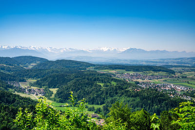 High angle view of landscape against sky from uetliberg in zurich