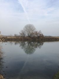 Scenic view of lake against sky