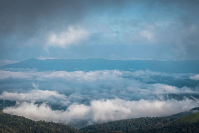 Scenic view of majestic mountains against sky