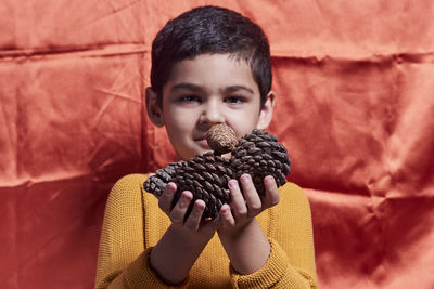 Portrait of boy holding ice cream