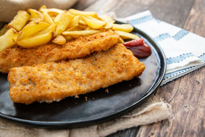 Close-up of food served on table