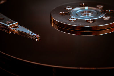 Close-up of hard disk