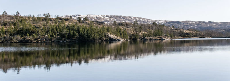 Scenic view of lake against clear sky