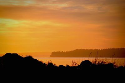 Scenic view of sunset over river