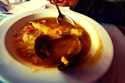 Close-up of preparing food in plate