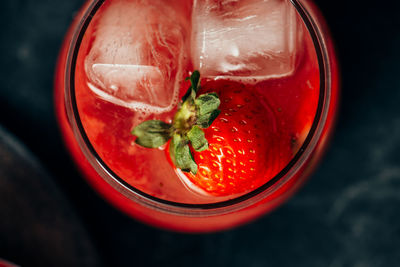 Close-up of strawberries in glass