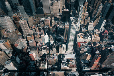 High angle view of city buildings