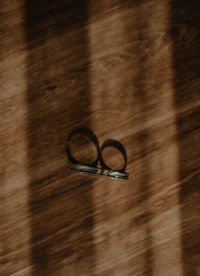 High angle view of eyeglasses on table