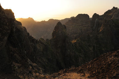 View of landscape against sky during sunset