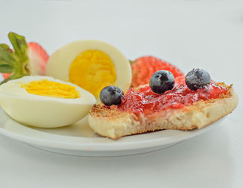 Close-up of breakfast in plate