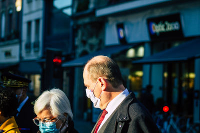 Portrait of friends in city