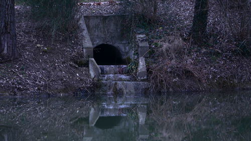 Water flowing on built structure