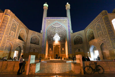 Illuminated cathedral against sky at night