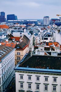 High angle view of buildings in city