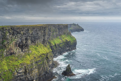 Dramatic storm clouds over iconic cliffs of moher, ireland