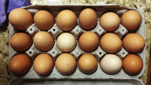 Full frame shot of multi colored eggs