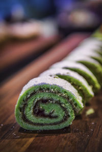Close-up of bread on cutting board