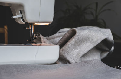 Close-up of sewing machine