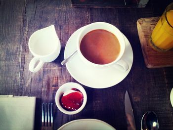 Coffee cup on table