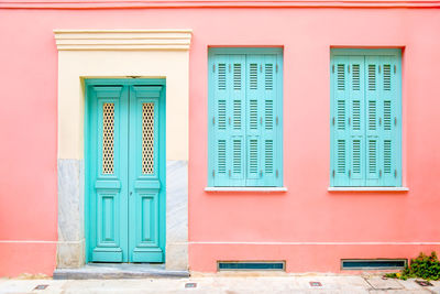 Closed door of building