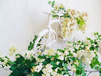 Close-up of white flower vase on table