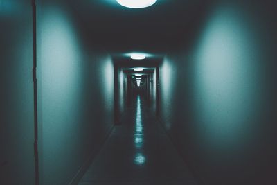 Narrow corridor along walls