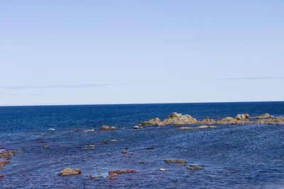 Scenic view of sea against clear sky