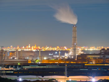 Illuminated city at night