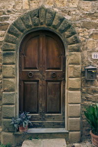 Closed door of old building