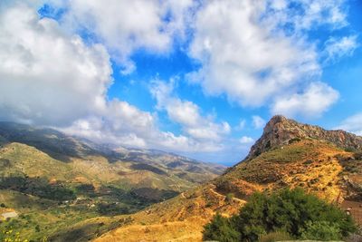 Landscape with mountain range in background