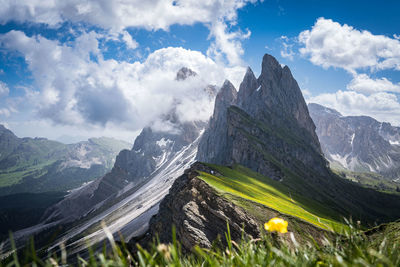 Scenic view of mountains against sky