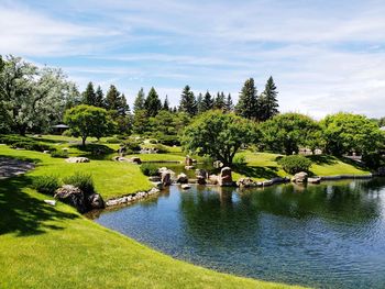 Scenic view of lake against sky