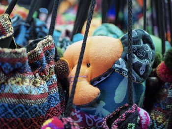 Close-up of toys for sale in market