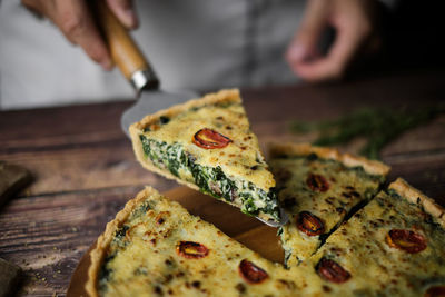 Close-up of pizza on table