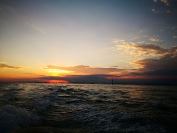 Scenic view of sea during sunset