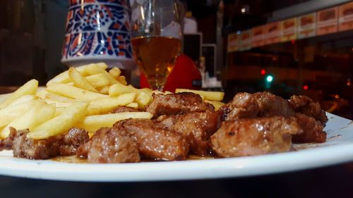 Close-up of food on table