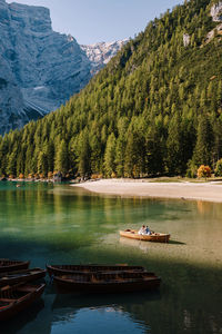 Scenic view of lake and mountains