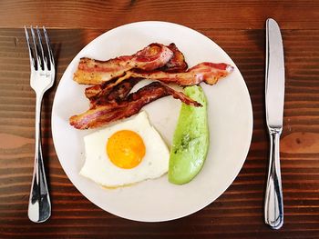 Close-up of breakfast served on plate